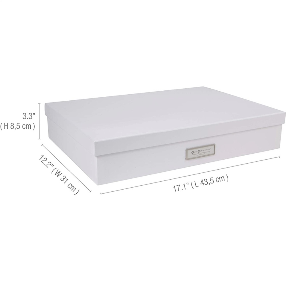 Bigso Sverker Fiberboard Legal/Art Storage Box, 3.3 x 17.1 x 12.2 in, White